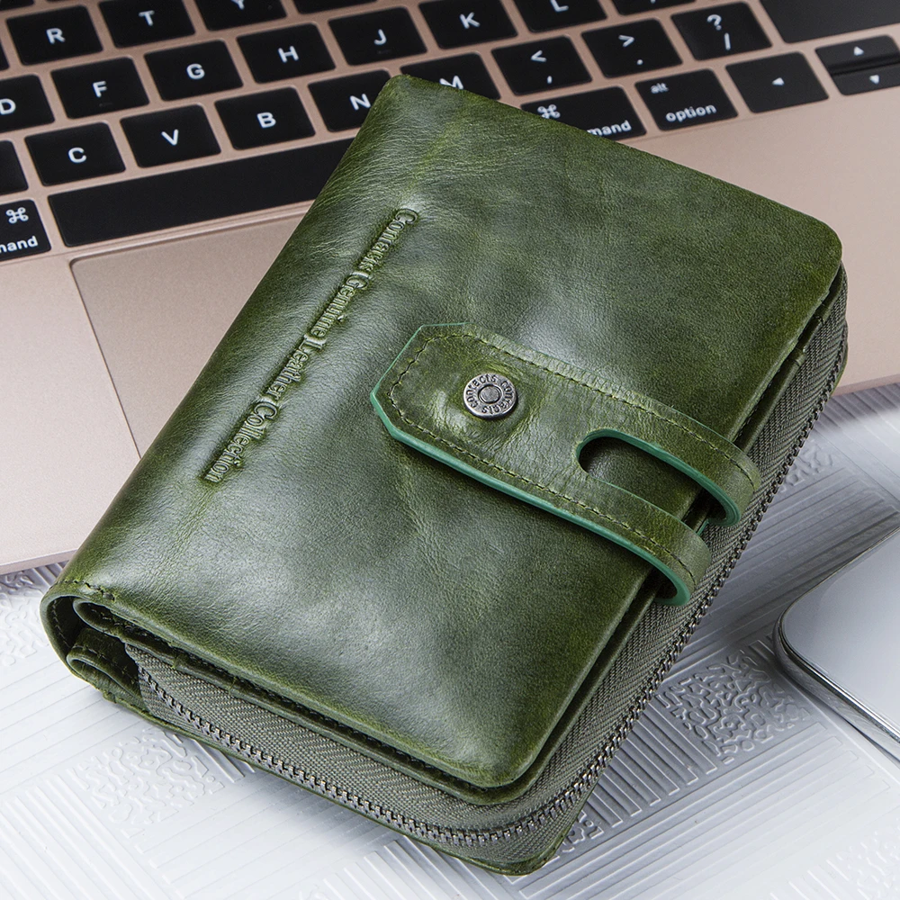 Contacts'S Fashion Women Short Wallets Genuine Leather Woman Wallet Zipper Coin Purse With Card Holder Money Bags Large Capacity