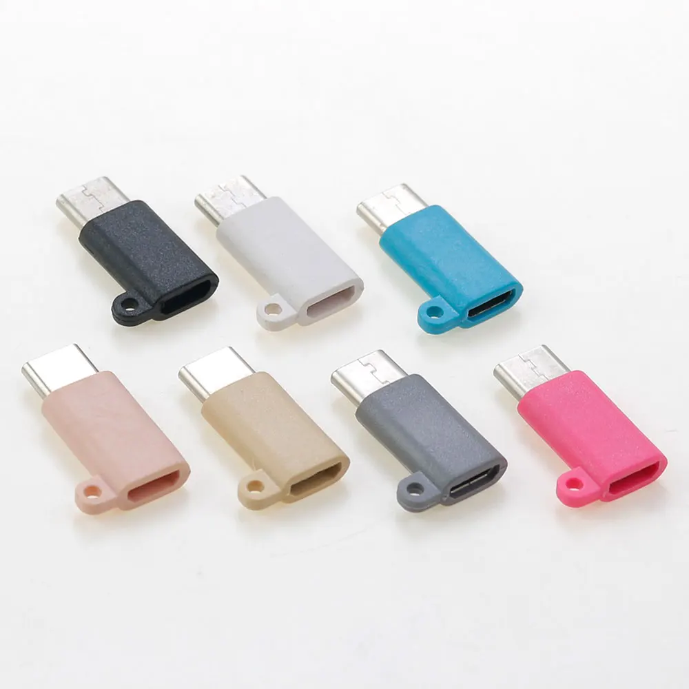 1Pcs Popular micro Android to Type C with hook and keychain adapter with charging data OTG function For Huawei  Xiaomi Samsung