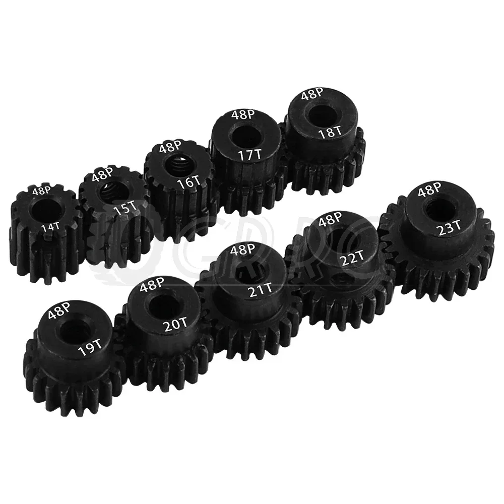 1PC 48P 3.175mm Black Steel Metal Pinion Motor Gear M0.53 14T 15 16 17T- 23T For 1/10 Axial SCX10 Rc Model Car Motor Accessories