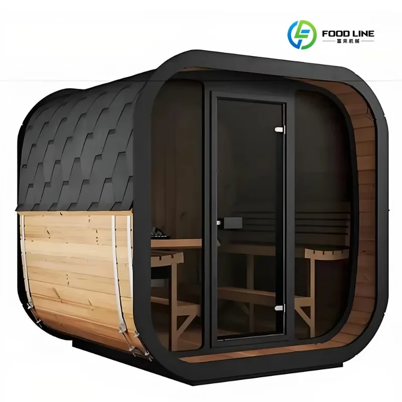 FL High QualitySauna Outdoor Steam Room Shower Bath Sauna Combo Wooden Steam Cabin Box 2 Person Steam Sauna Room Customized