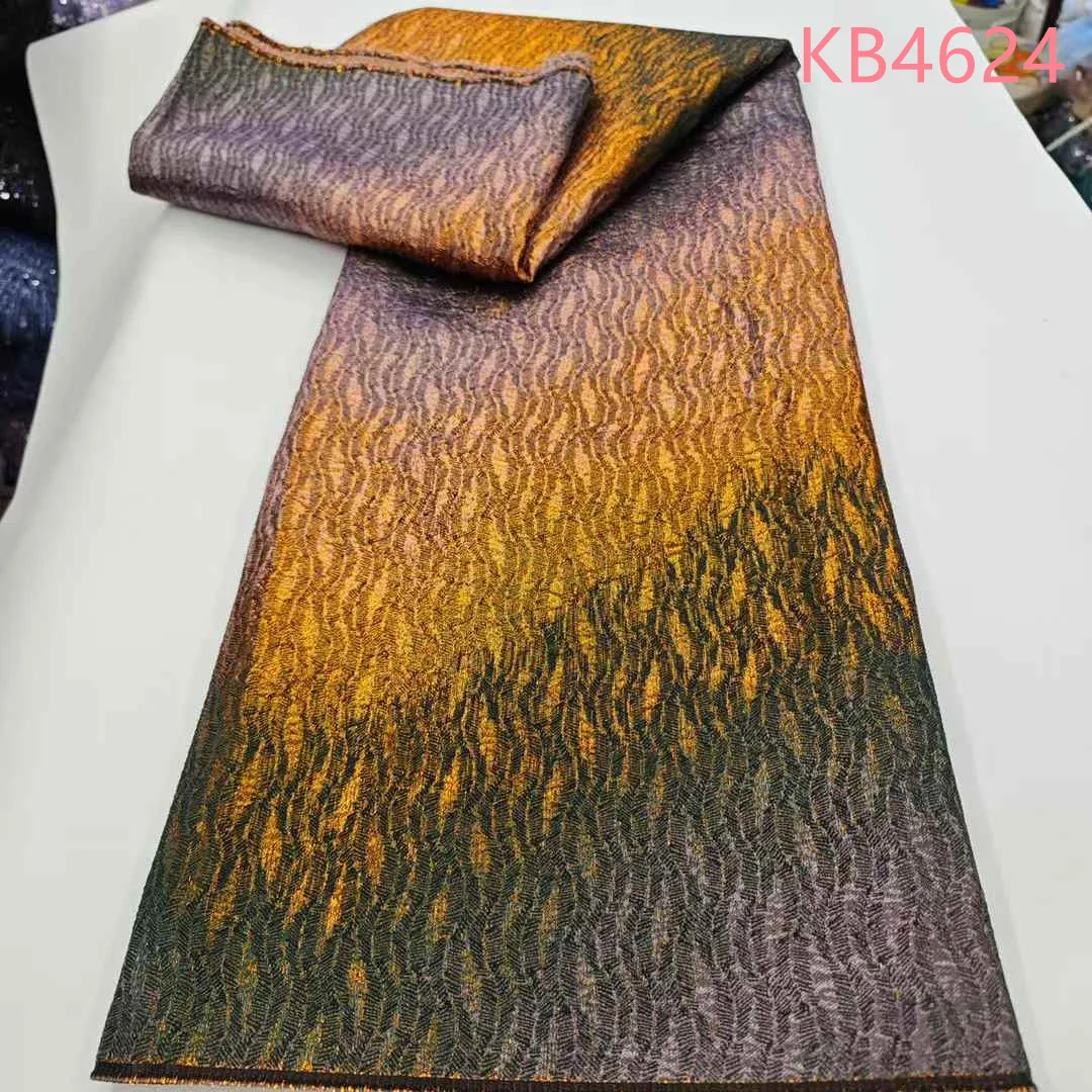 

2025 Африканский тюль, кружевная ткань, жаккардовое кружево из органзы, 5 ярдов, нигерийский тюль с блестками, кружево, французская ткань, сетка для шитья KB4624