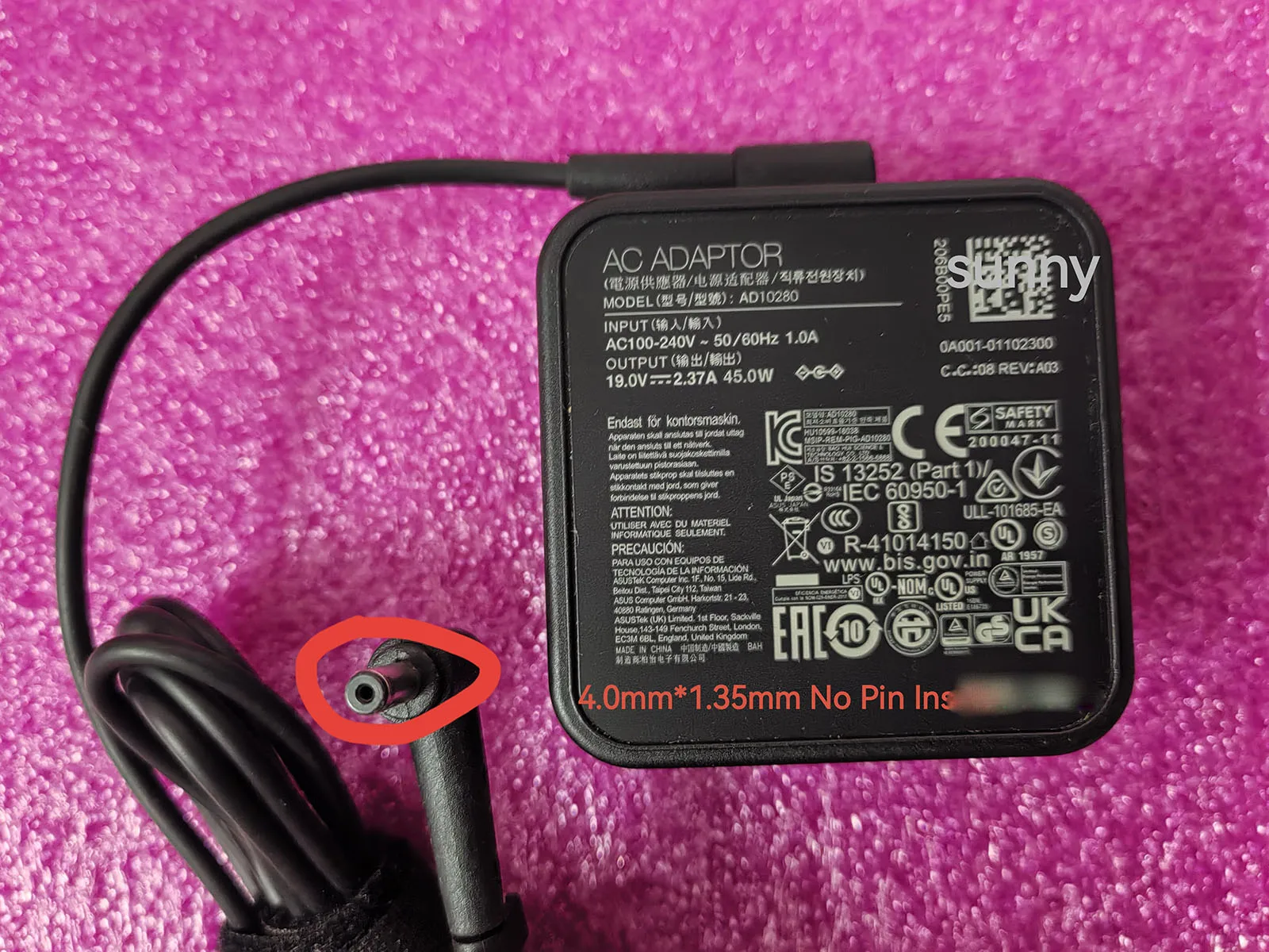 

NEW OEM 19V 2.37A AD10280 4.0mm*1.35mm 45W AC Adapter For ASUS VivoBook S513IA M515UA-BQ364T Notebook