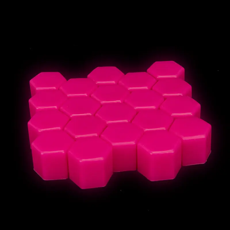 20pcs luminous Pink Cars  wheel screw cap silicone tyre nut Dustproof anti rust cover 15/17/19/ 21mm