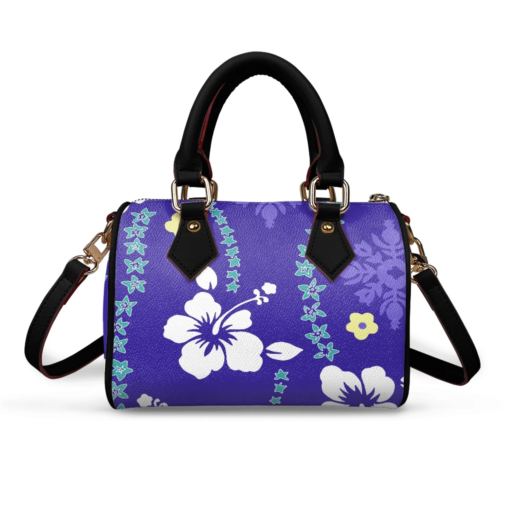 2024 Fashion Women\'S Bag Women\'S Soft Leather Fashion Crossbody Bag Pillow Bag Pacific Island Design Floral Print Handbag