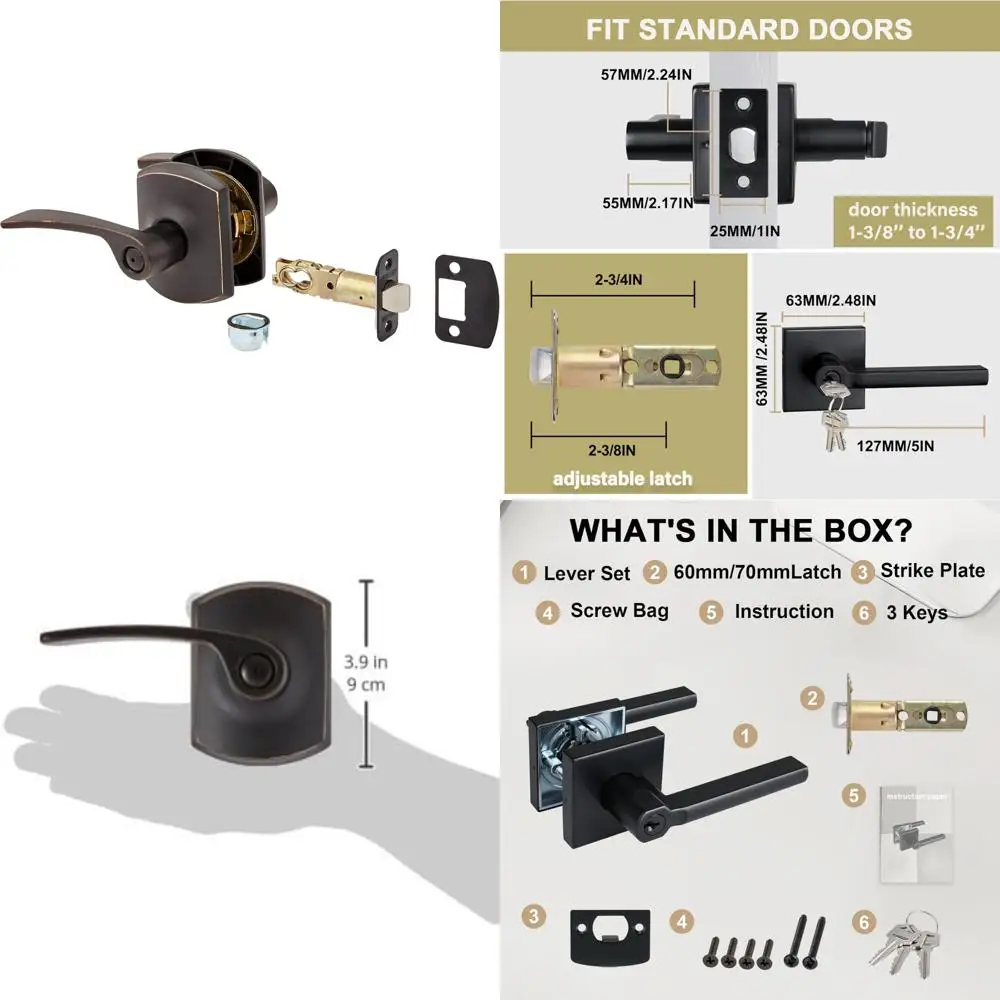 Merano Privacy Door Lever Set Greenwich Rose Aged Bronze Finish Privacy Door Hardware with Decorative Design