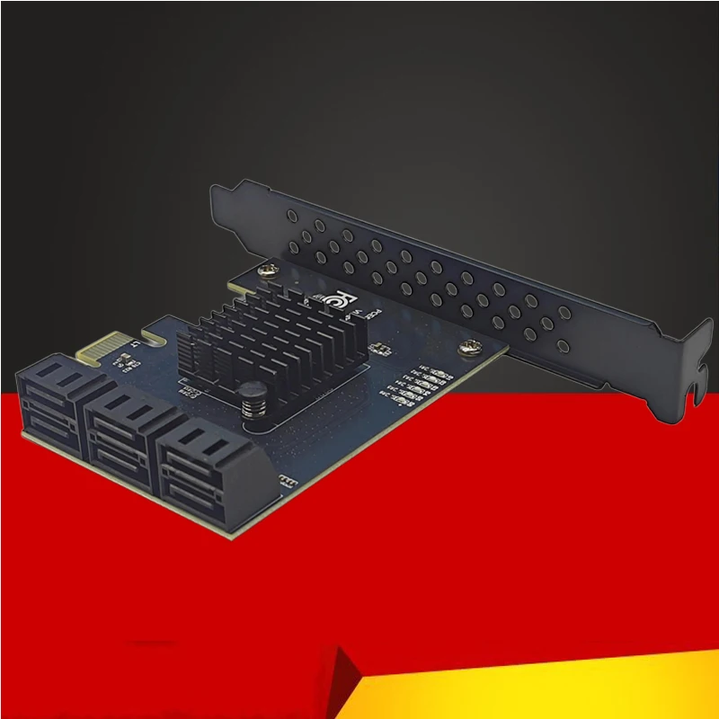 بطاقة توسيع PCIE SATA PCI Express X4 إلى 6 منافذ SATA3.0 6Gbps منفذ مضاعف PCIE الفاصل إضافة على البطاقة لتعدين HDD SSD IPFS