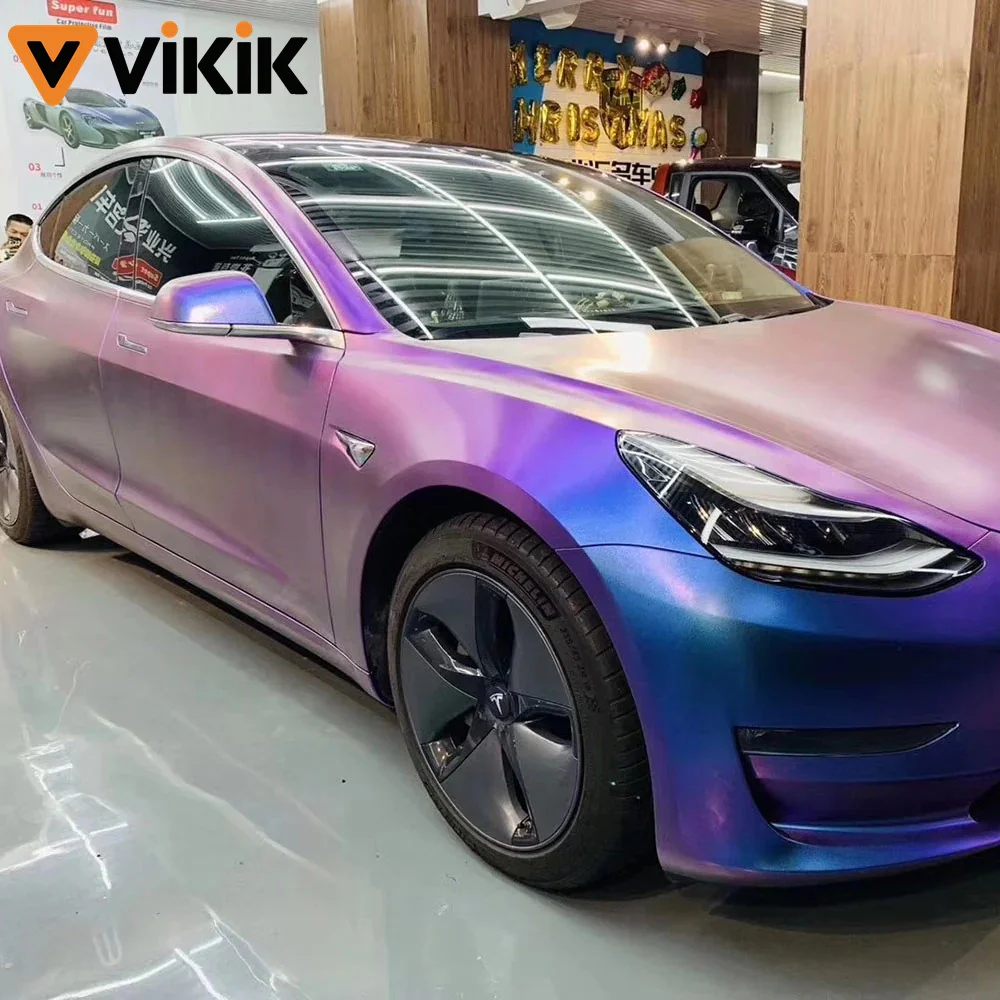 Sparkle Metallic Chameleon Vinyl Wrap Roll Matte Purple Red Motorcycle Decal Car Film Covering Car Adhesive Vinyl