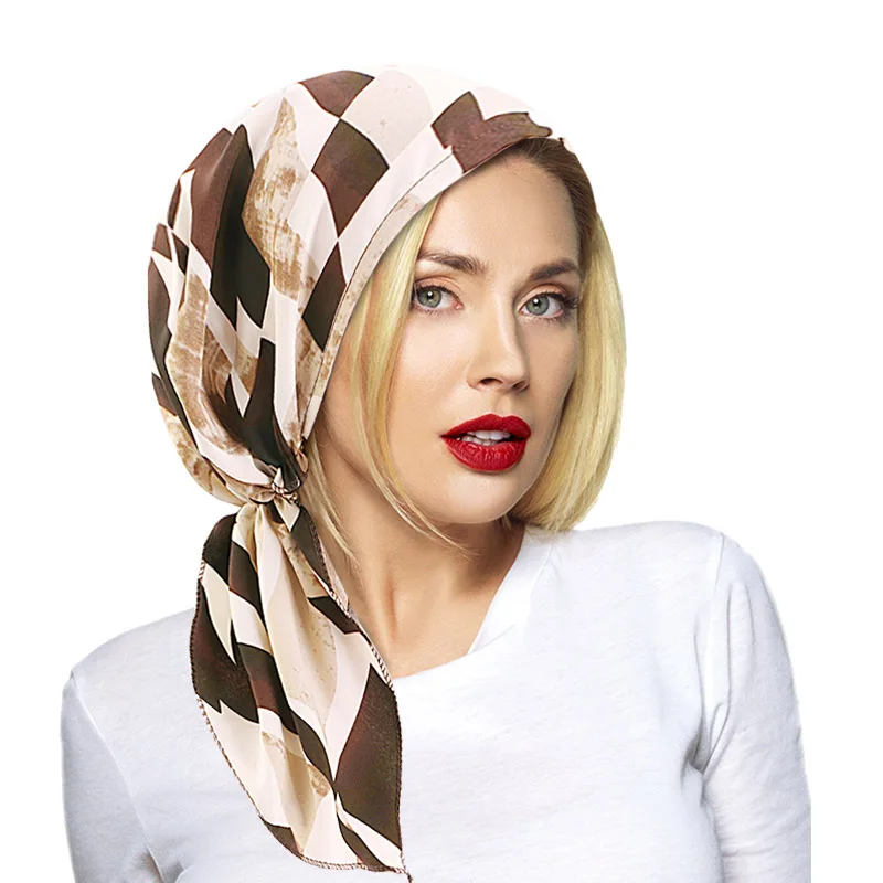 Women Muslim Elastic Print Turban Hijab Scarves Pre-Tied Cancer Chemo cap Beanies Headwear Head Wrap Plated Hair Accessories