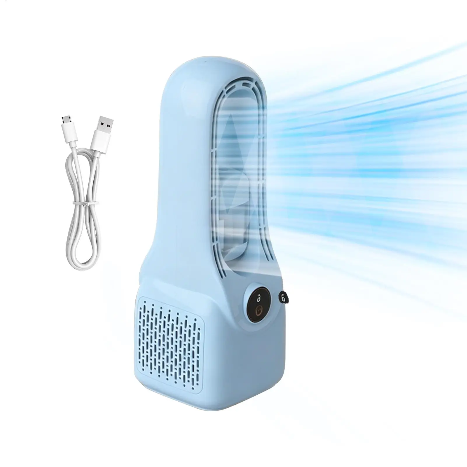Mist Fan 6-Speed Bladeless Wind Blower Type-C Charging 1500mAh Quiet Personal Misting Fan For Office Home Bedroom Dorm Outdoor