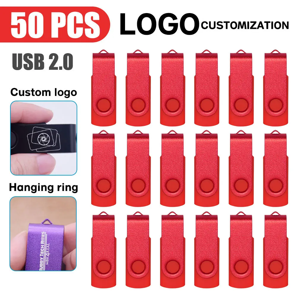 50Pcs/lot USB 2.0 Flash Drive 64GB 128GB Pen Drive 16GB Pendrive 32GB Disk On Key USB Stick 1GB 2GB 4GB 8GB Memory Flash Disk