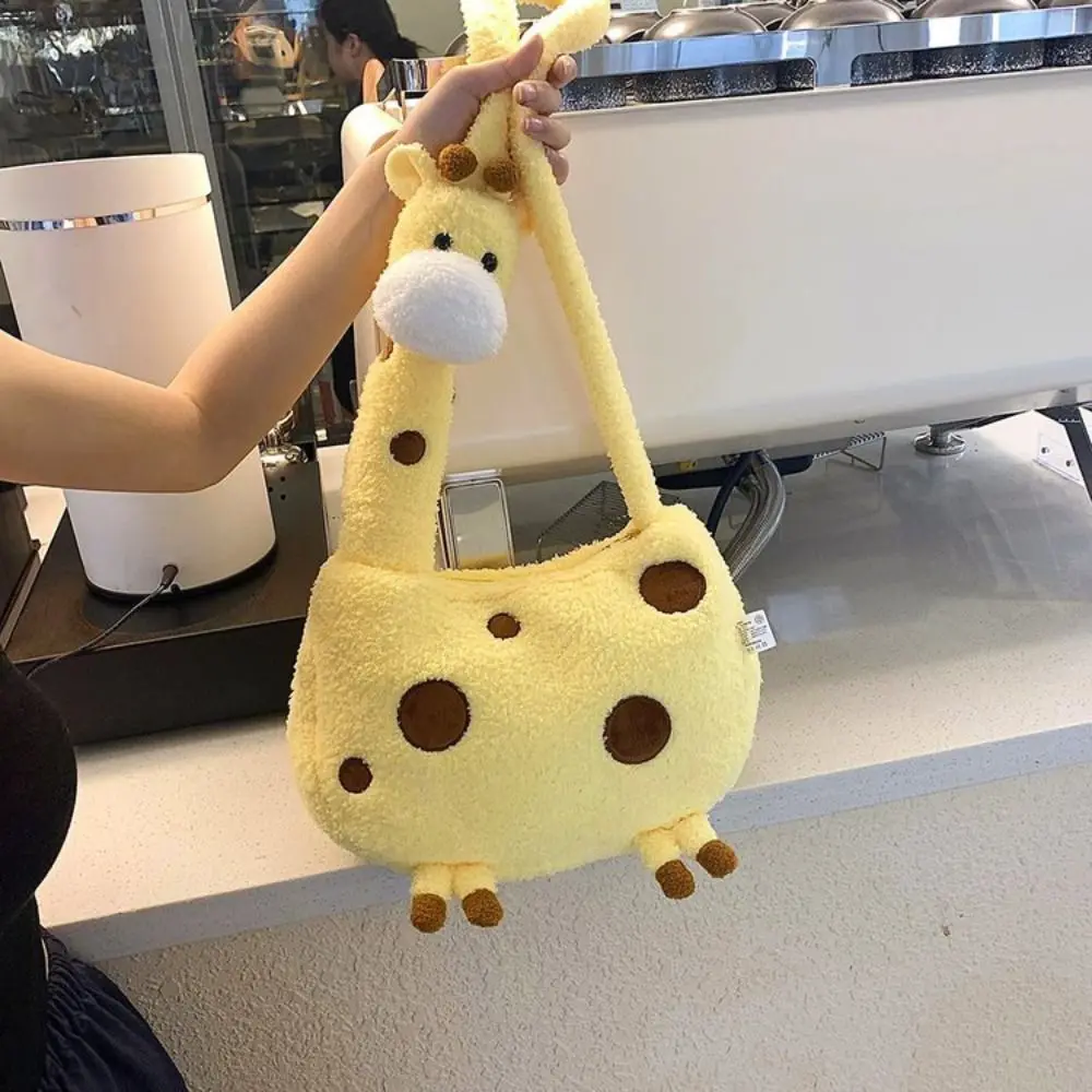 Umhängetaschen Niedliche Giraffe Plüschtasche Koreanische Version Handtasche Flauschiger Rucksack Cartoon Puppe Umhängetasche Einkaufstasche Schön