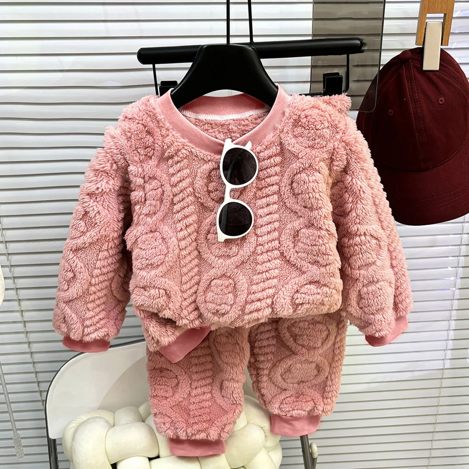 2Pcs Autumn Winter Baby Children's Home Clothing 1-8Y Double-sided Fleece Kids Boys Pajamas Suit Cute Cartoon Girls Sleep Wear