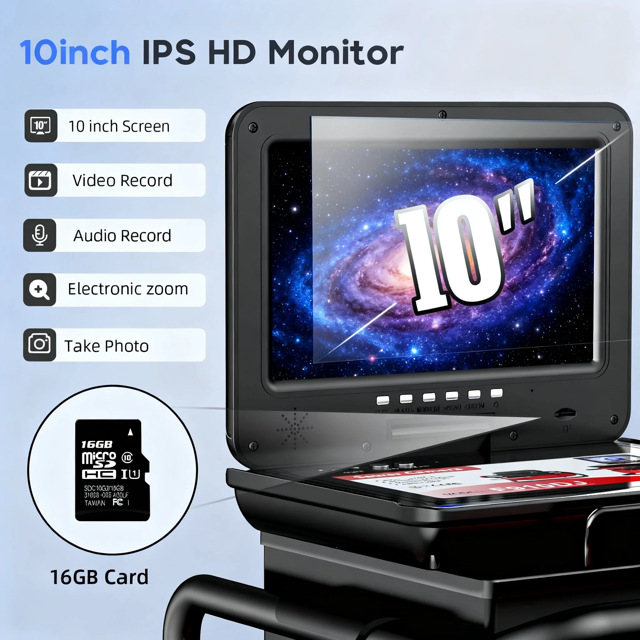 

HD Waterproof Inspection Camera 5X Zoom Snake Tube Pipe Sewer Drain Endoscope with DVR Recording 16GB TF Card 4500mah Battery