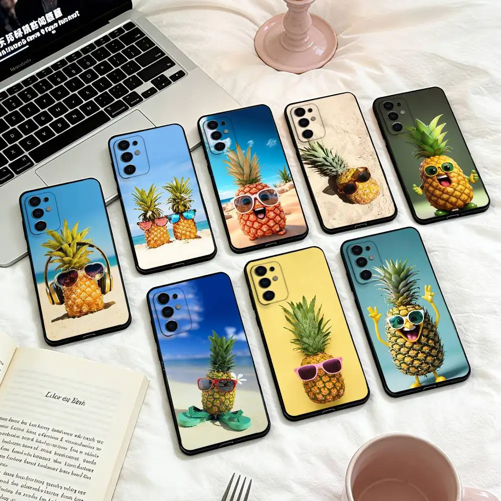 

Summer pineapple Phone Case For Samsung S25,24,23,22,30,21,10,9,Ultra,Plus,Lite,FE,4,5 G Soft Black Case