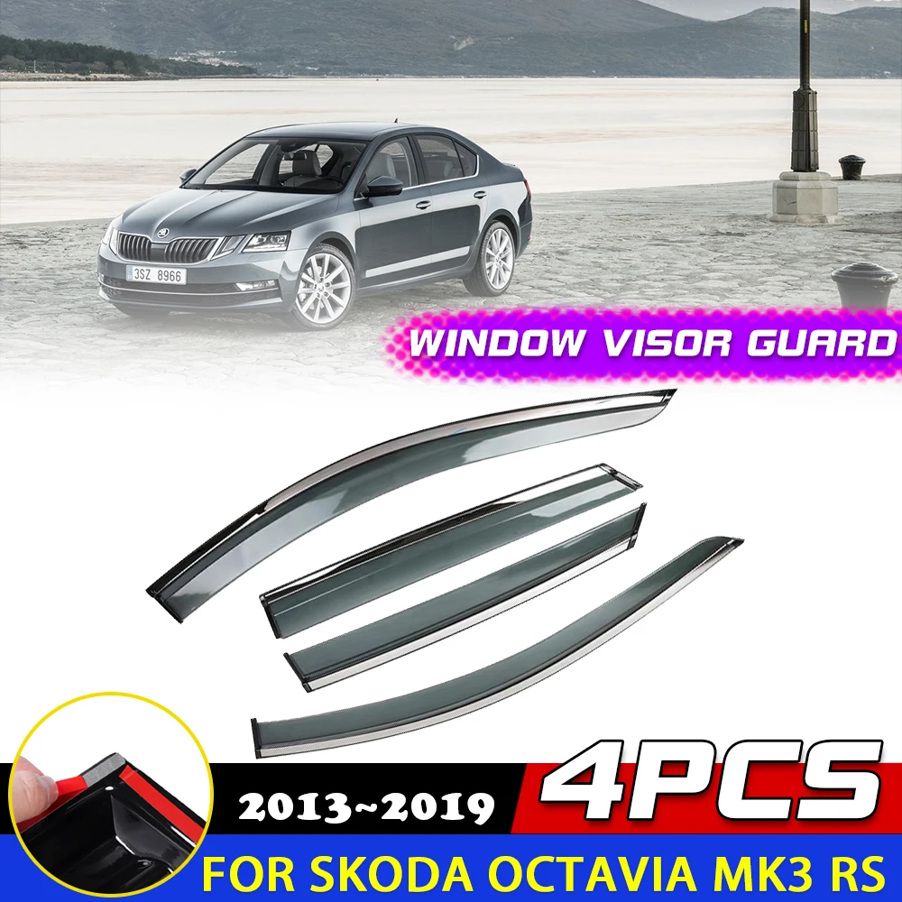 Windows Visor for Skoda Octavia 3 Mk3 RS Scout 5E Sedan 2013~2019 Awnings Rain Eyebrow Guard Cover Smoke Deflector Accessories