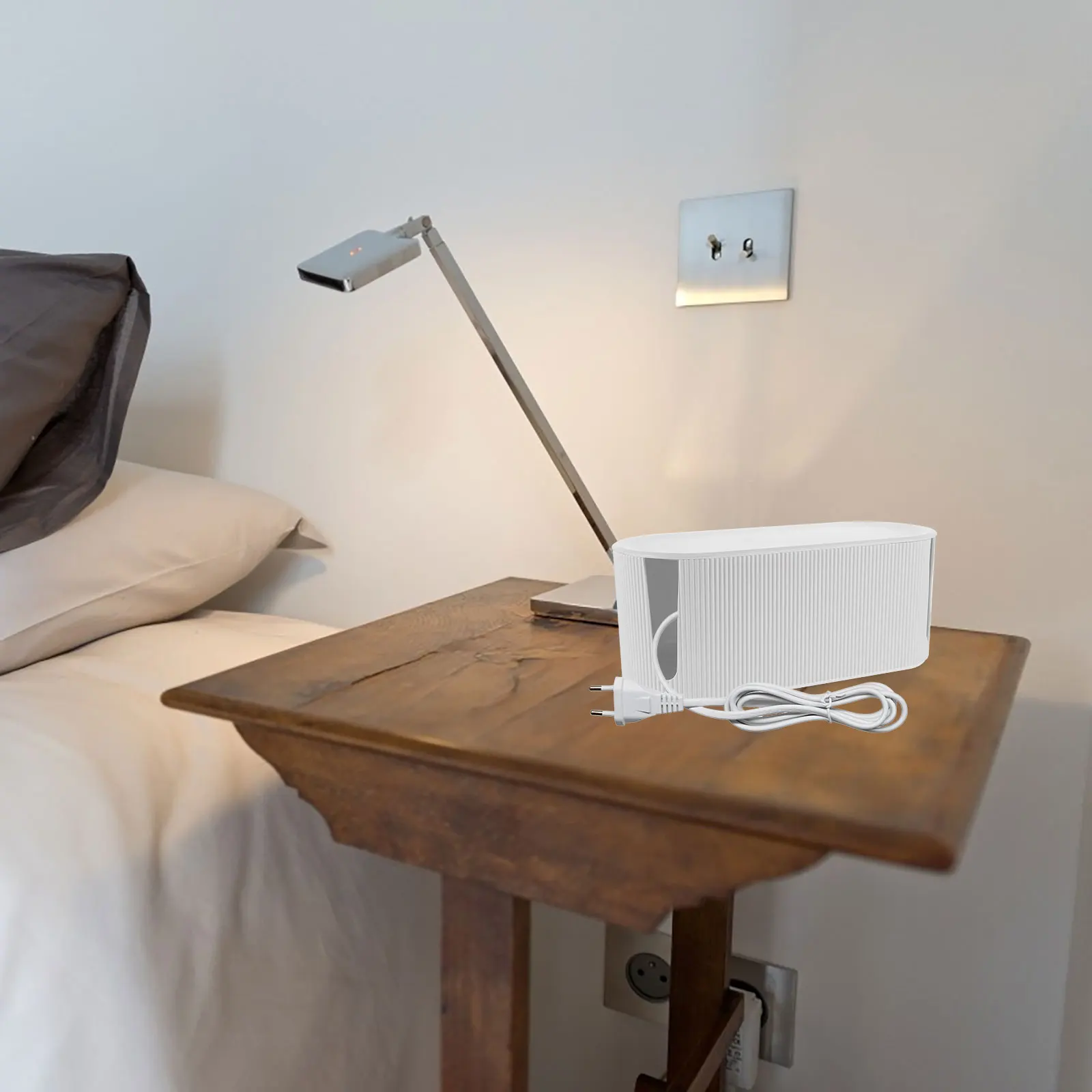 

Cable Organizer With Outlet Hole, Detachable Pp Wire Management Box For Desk, Power Strip Storage Container, Cord Hider Box For