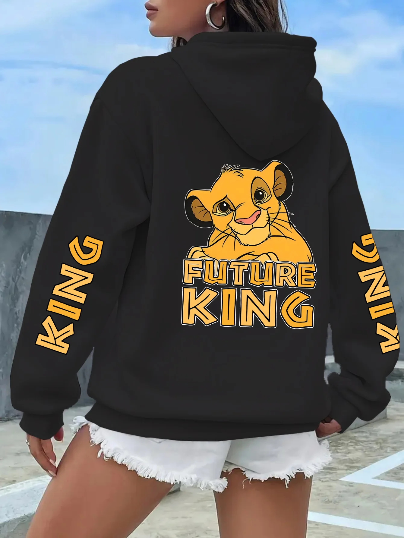 

Женская флисовая толстовка с капюшоном Disney Simba King Lion, осенне-зимняя уличная одежда унисекс, свободная повседневная одежда большого размера