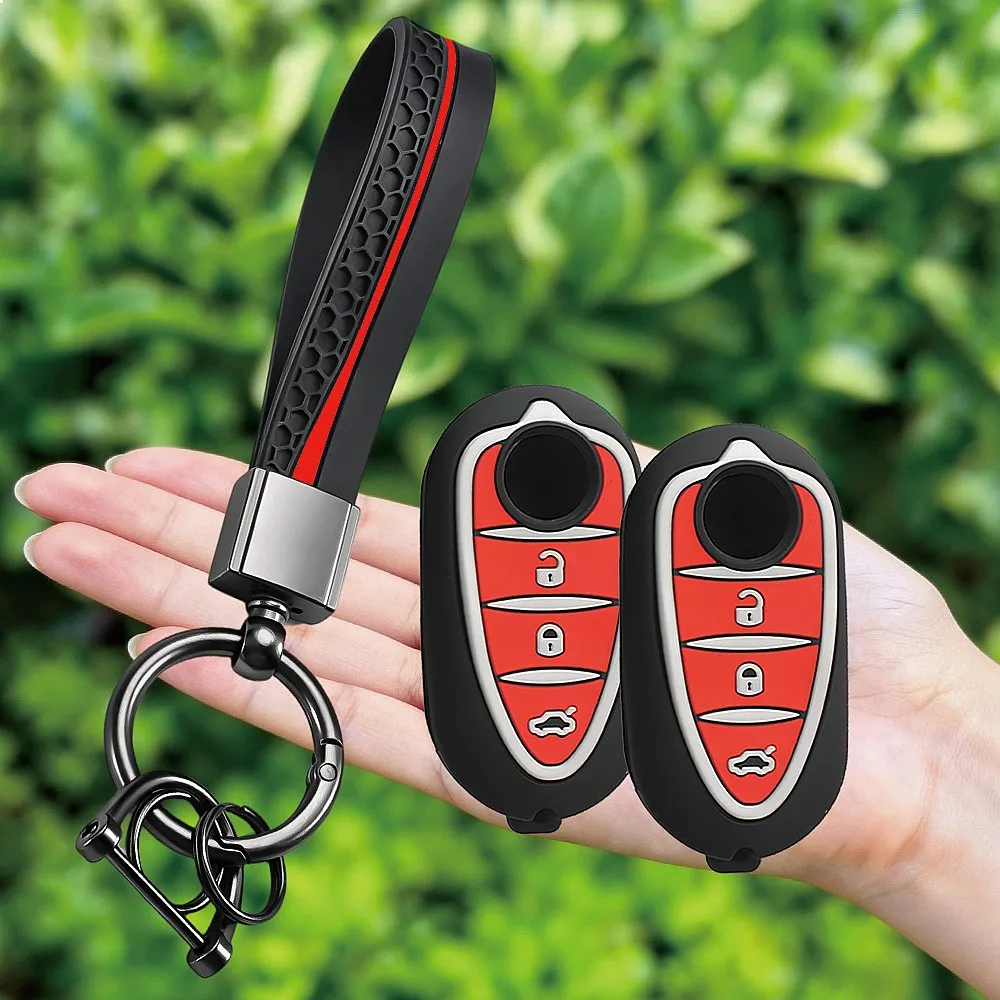 Keychain Silicone Key Cover For Alfa Romeo Giulietta Myth Junior 4C Mito 159 GTO GTA Car Remote Key Fob Cover