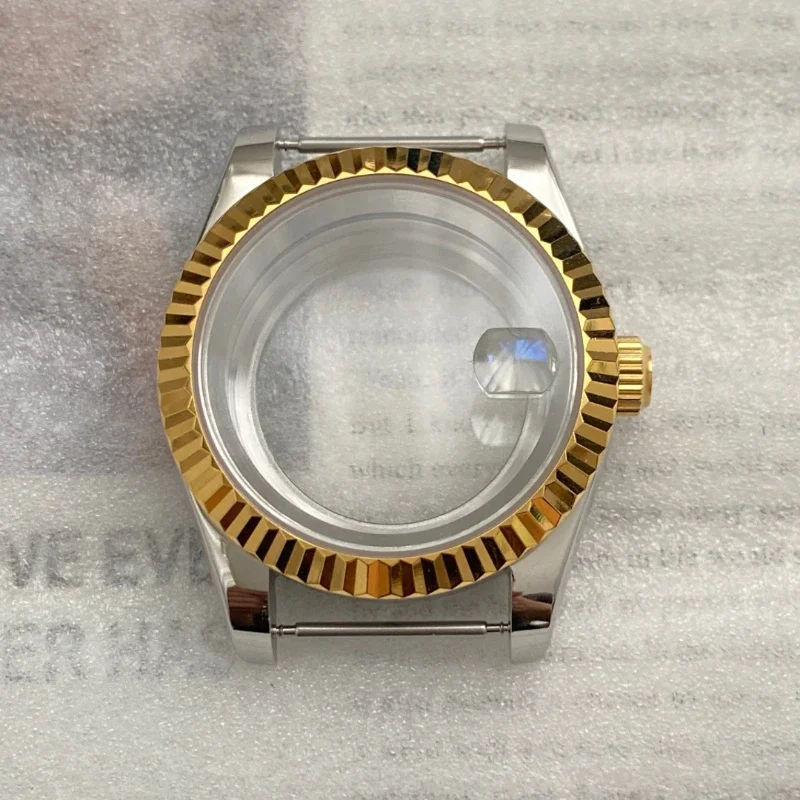 Log Dog Tooth Ring custodia in acciaio di precisione 39mm vetro zaffiro adattabile NH35/36 movimento accessori per la modifica dell'orologio