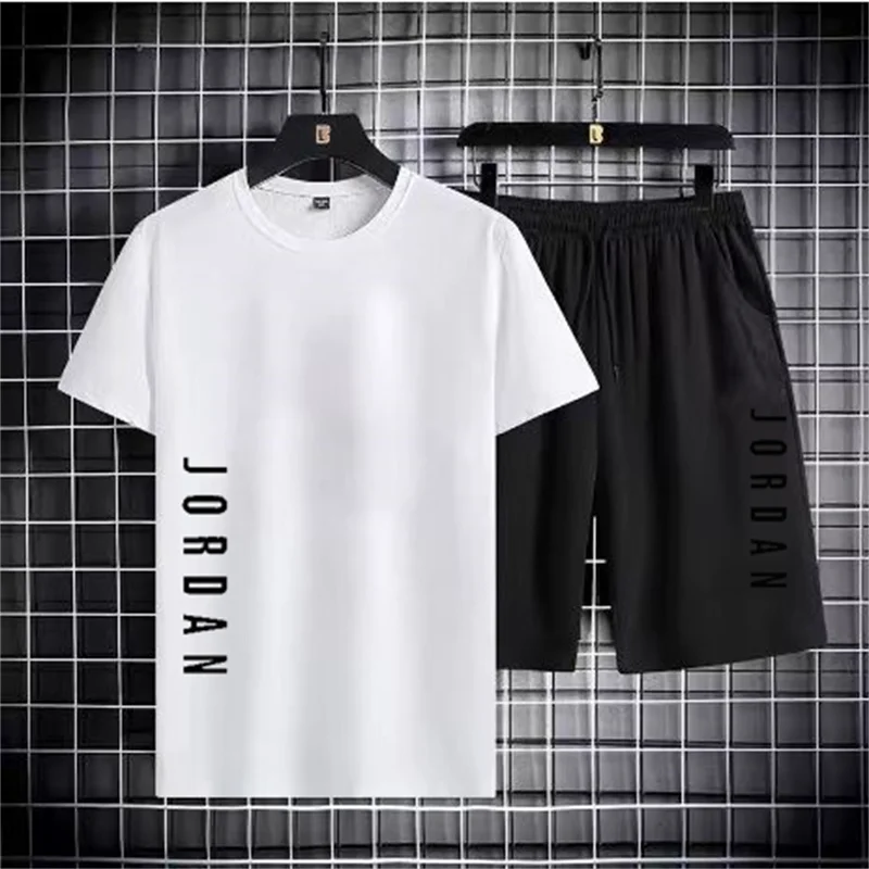 

2025 summer fashion men's casual sports suit T-shirt shorts suit casual short sleeves suit jogging fitness clothing brand clothi