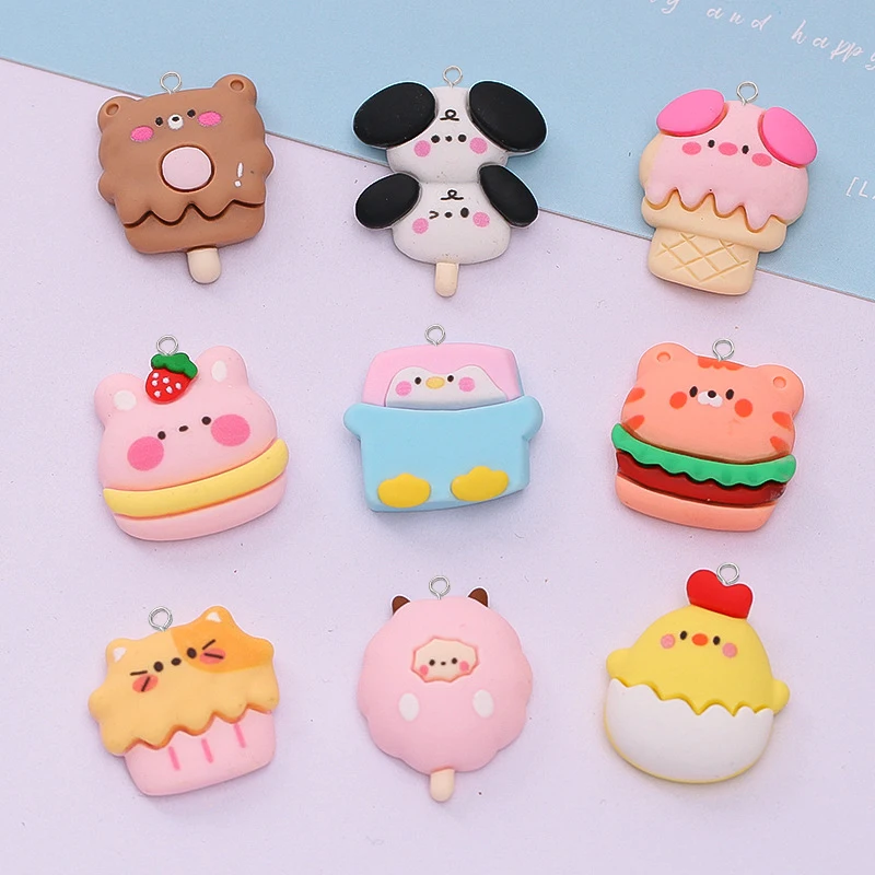 100pcs New Fashion Cute Ice Cream Pendant Charms DIY Jewelry Finding Earring Necklace Accessories