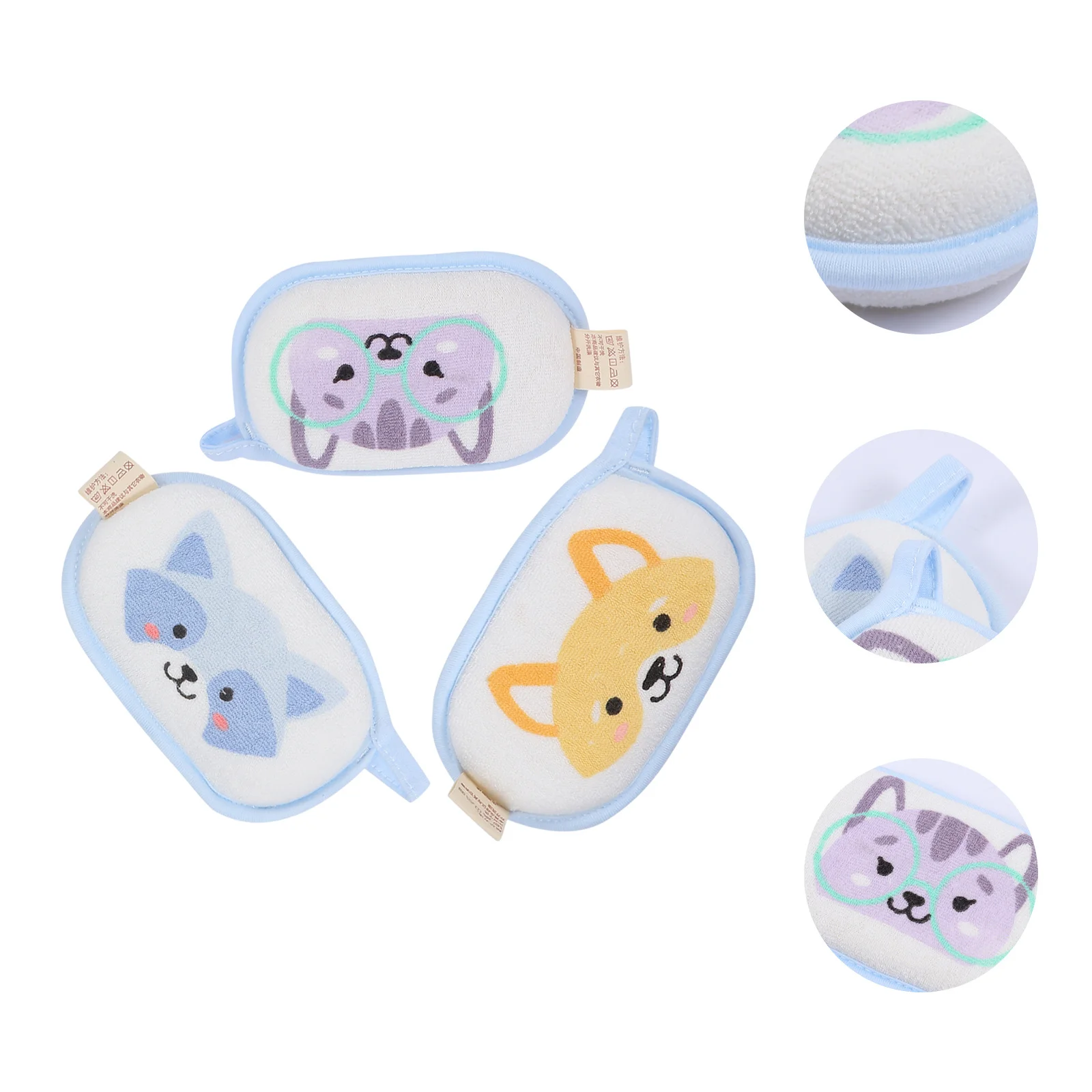 

3Pcs Infant Bath Sponge Soft Comfortable for Babies Toddlers Rich Foam Cleaning Tool Cartoon Pattern Shower Sponge for Kids