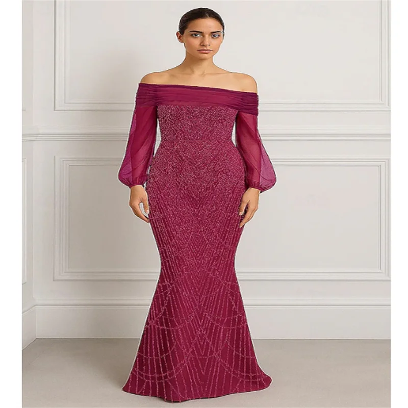 

Вечерние платья со шлейфом русалки Вечернее платье с блестками и шиней с открытыми плечами для выпускного вечера Свадебный гость Осень Свадебный прием с блестками