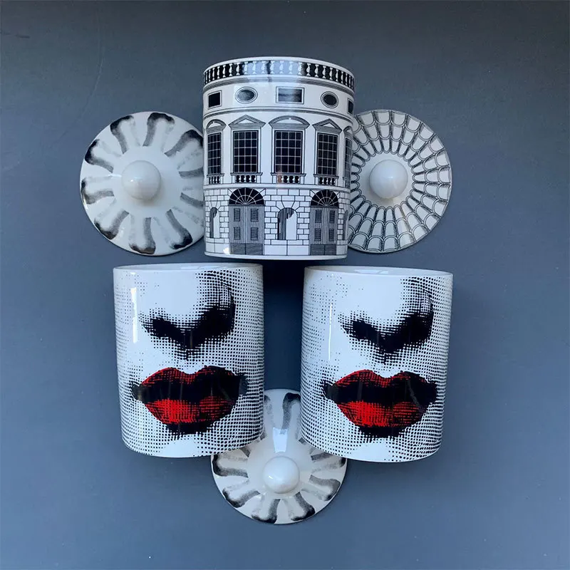 European Face Scented Candle Jar Architectural Decoration Candy Jar Home Jewelry Cosmetics Cotton Swab Box Fruit Storage Bottle