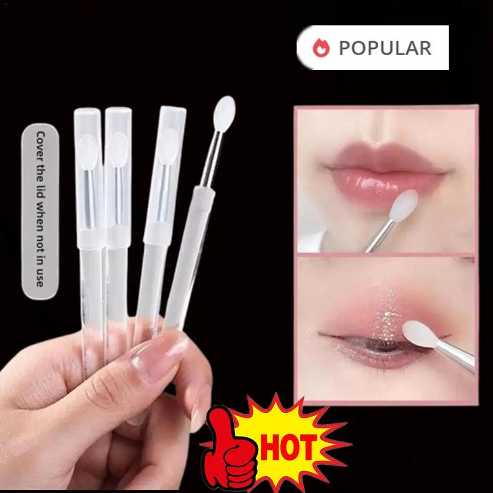 1pc Portable Silicone Lip Brush With Cover Soft Multifunctional Lip Balm Applicator Lipstick Lipgloss Makeup Brushes