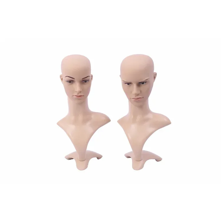 HOT SALE Male mannequins head cheap flexible PLASTIC makeup mannequin head could wear 100%human hair mannequin head