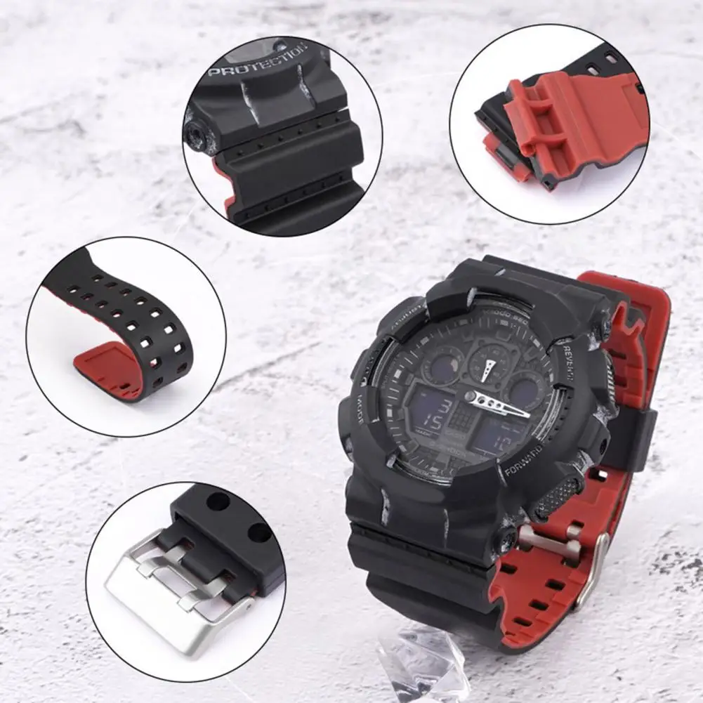 Resin Watch Strap Breathable Sweat proof Soft Resin Wristwatch Strap Replacement For GA 100/110/120/150/200/300/400/700