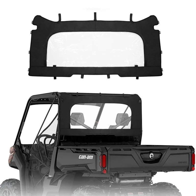 

UTV Soft Rear Windshield with Zipper PVC Back Windscreen For Can-Am Defender Water Proof Easy Installation