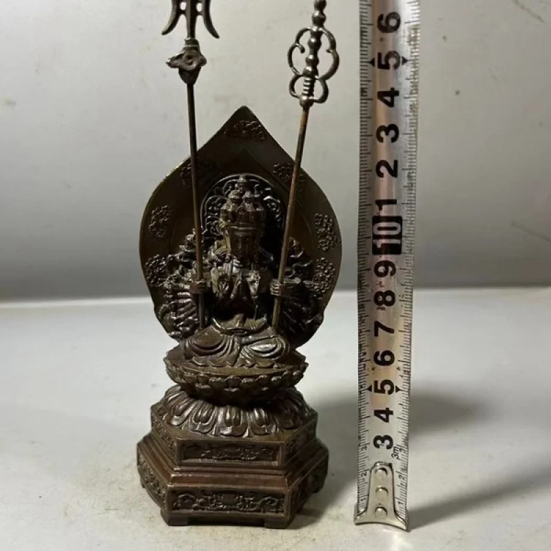 Antique Lotus Table with Thousands of Hands Guanyin Statue Ornaments Chinese Home Decoration Character Living Room Ornaments