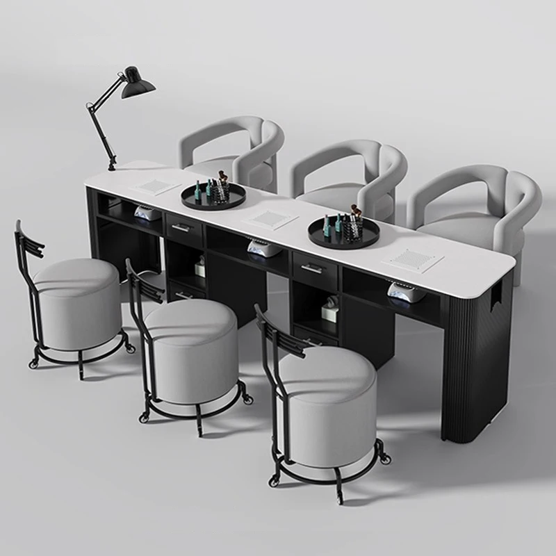 

Italian Storage Nail Table Profesional Minimalist Luxury Design Nail Desk Trendy Nordic Table Manucure Nail Salon Furniture