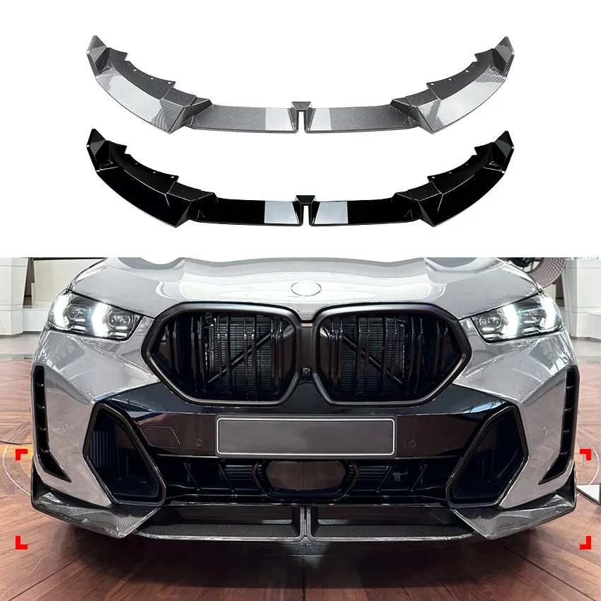 MP Style ABS Car Front Spoiler Lip Splitter Diffuser Body Kit Guard Protection For BMW X6 G06 LCI M Sport 2023UP