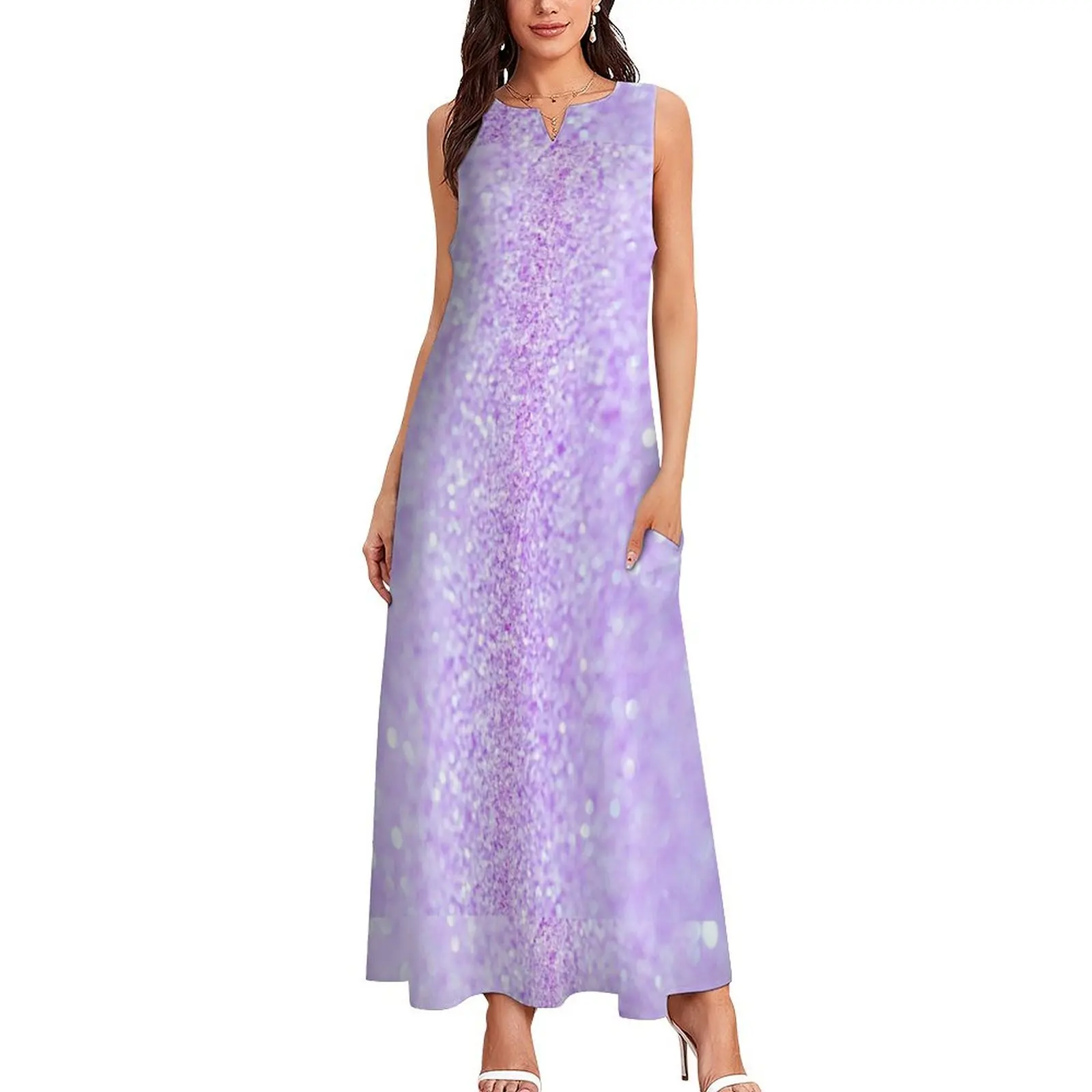 Lavender Purple Stardust (Not Reflective) Long Dress Long veiled dresses dresses summer woman 2025