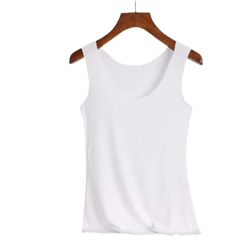 Ajuste apertado feminino sem vestígios camis colete, tops de rua femininos, camiseta casual sem mangas, sutiã quente, moda verão