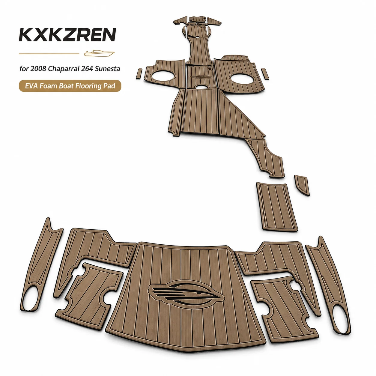 KXKZREN Precut Cockpit Deck Covering for 2008 Chaparral 264 Sunesta EVA Foam Boat Flooring Non Slip Swim Platform Mat Full Kit