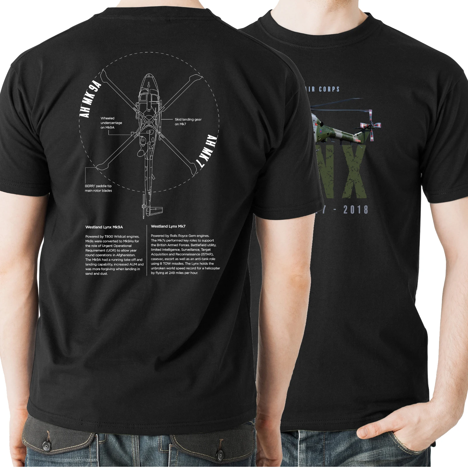 Camiseta de helicóptero militar multiusos para hombre, 100% algodón, cuello redondo, manga corta, informal, talla S-3XL, Westland Lynx