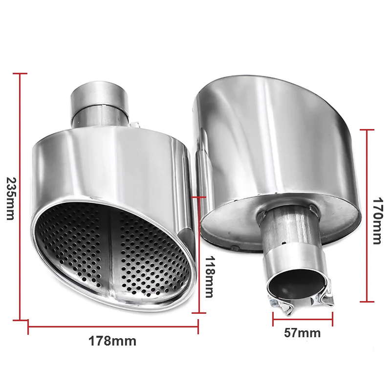 Oval Exhaust Tip For Audi A3 A4 A5 A6 A7 Upgrade To RS3 RS4 RS5 RS6 RS7 Look Tailpipe Nozzle Exhaust System Pipe Muffler Tip