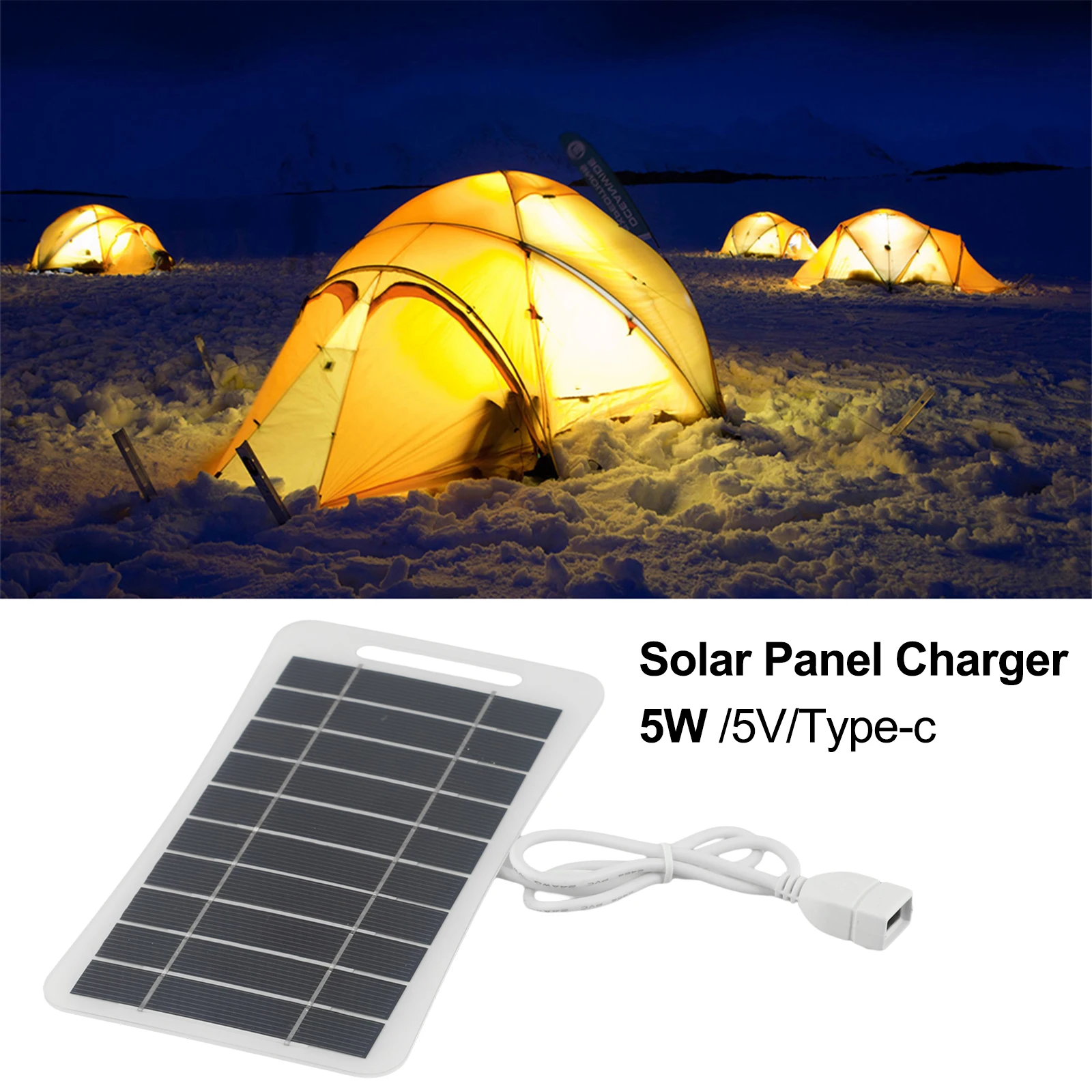 5W 5V Solar Panel With USB Waterproof Outdoor Hiking And Camping Portable Battery Mobile Phone Charging Bank Charging Panel