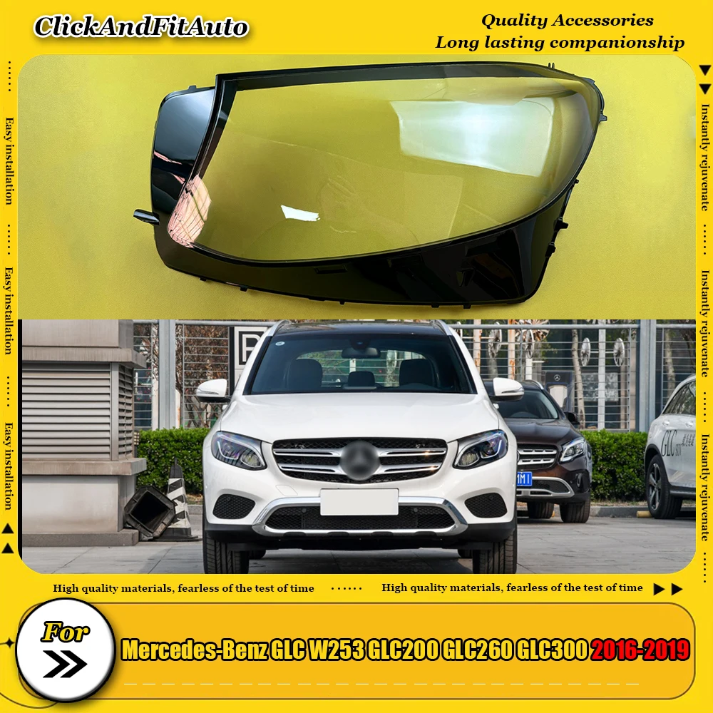 

For Mercedes-Benz GLC W253 GLC200 GLC260 GLC300 2016-2019 Headlamps Lens Cover Transparent Lampshade Headlight Shell Plexiglass