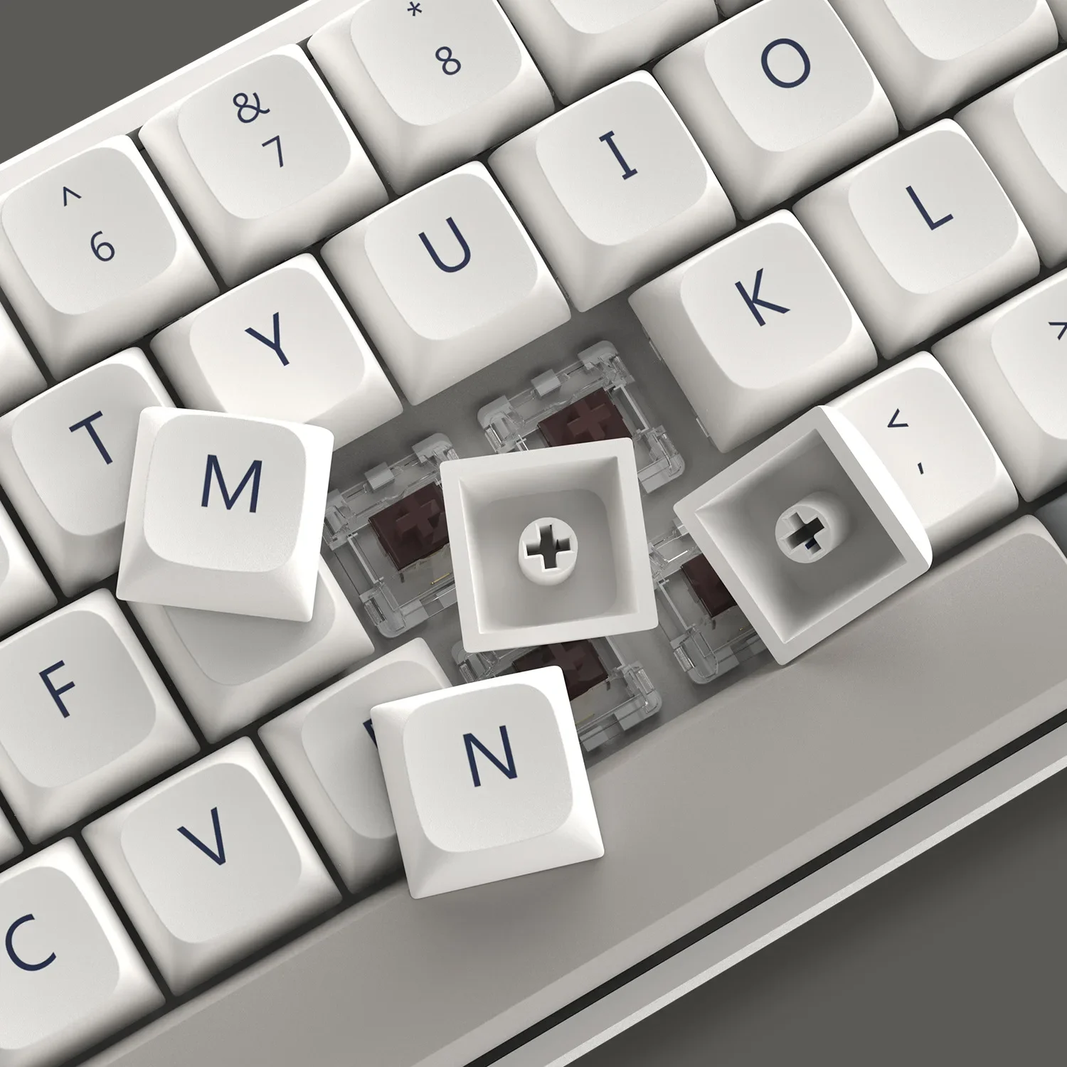 

Side engraved low shaft 131 with row five-sided hot sublimation side engraved PBT customized keycap slope foot feels good