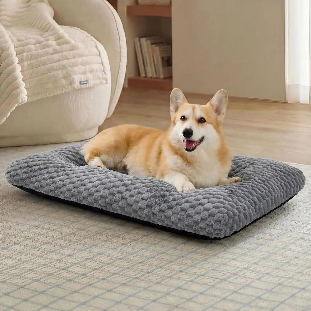 

Washable Dog Bed or Crate Large Sized Dog, Sot luy Bubble leece Pet Bed Mat or Deep Sleep, Non-Slip and hine Washable Kennel Sle