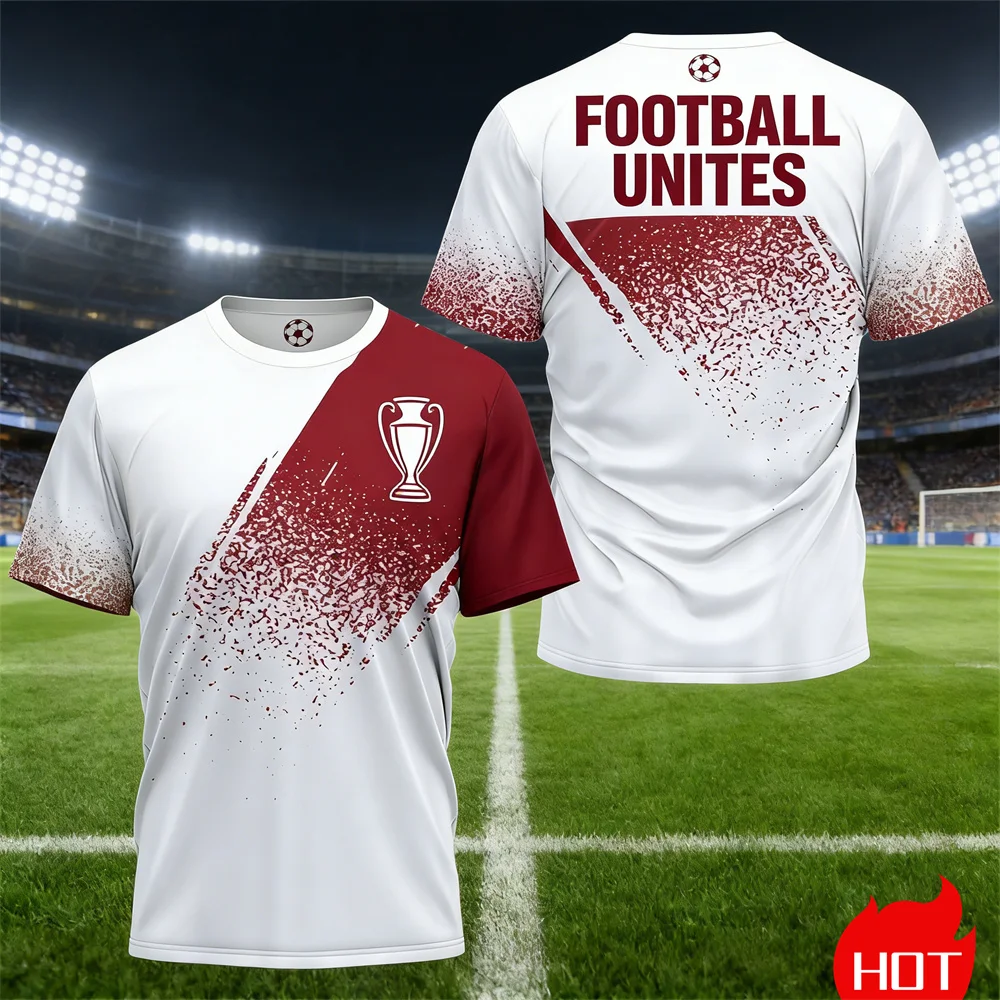 Summer Men's Football T-shirt Trophy printed round neck T-shirt Quick drying jersey new breathable training t shirt for man tops
