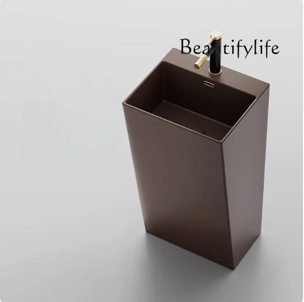 N69 Bathroom column washbasin household balcony ceramic integrated column basin hotel floor-to-ceiling hand washing small apartm