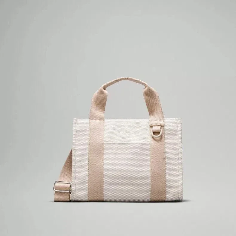 Bolso de mano de lona de dos tonos para mujer, bolsa de hombro de gran capacidad para Yoga, novedad de 2024