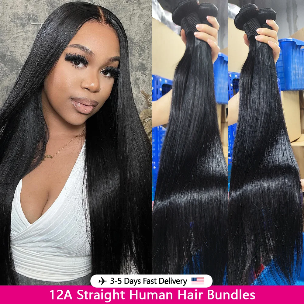 20 20 20 inch Straight Human Hair Bundles 100% Raw Hair Bundles 12A Brazilian Bundles Human Hair For Women 3-5 Days Delivery