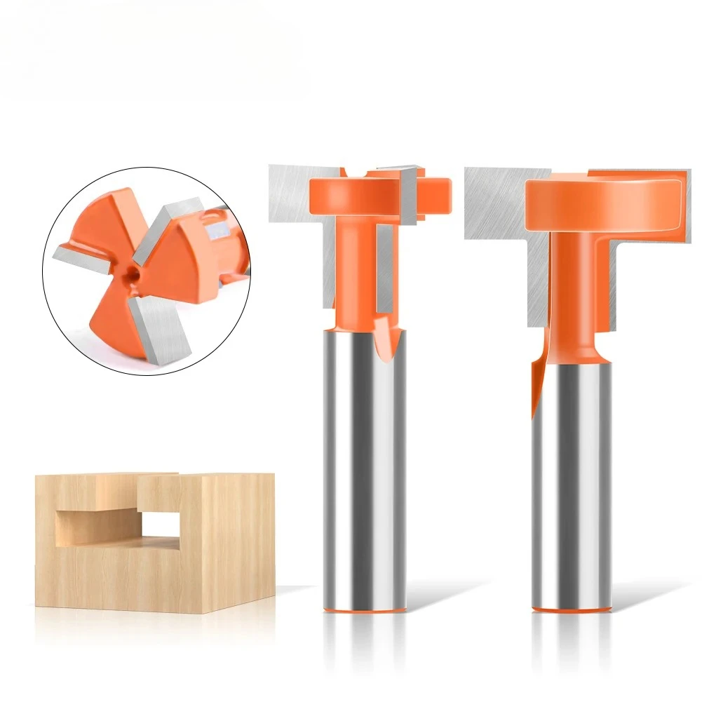 

Three-Edge Straight-edge T-Shaped Router Bit Woodworking Carving Milling Cutter Four Edge Slotting Cutter Woodworking Tools