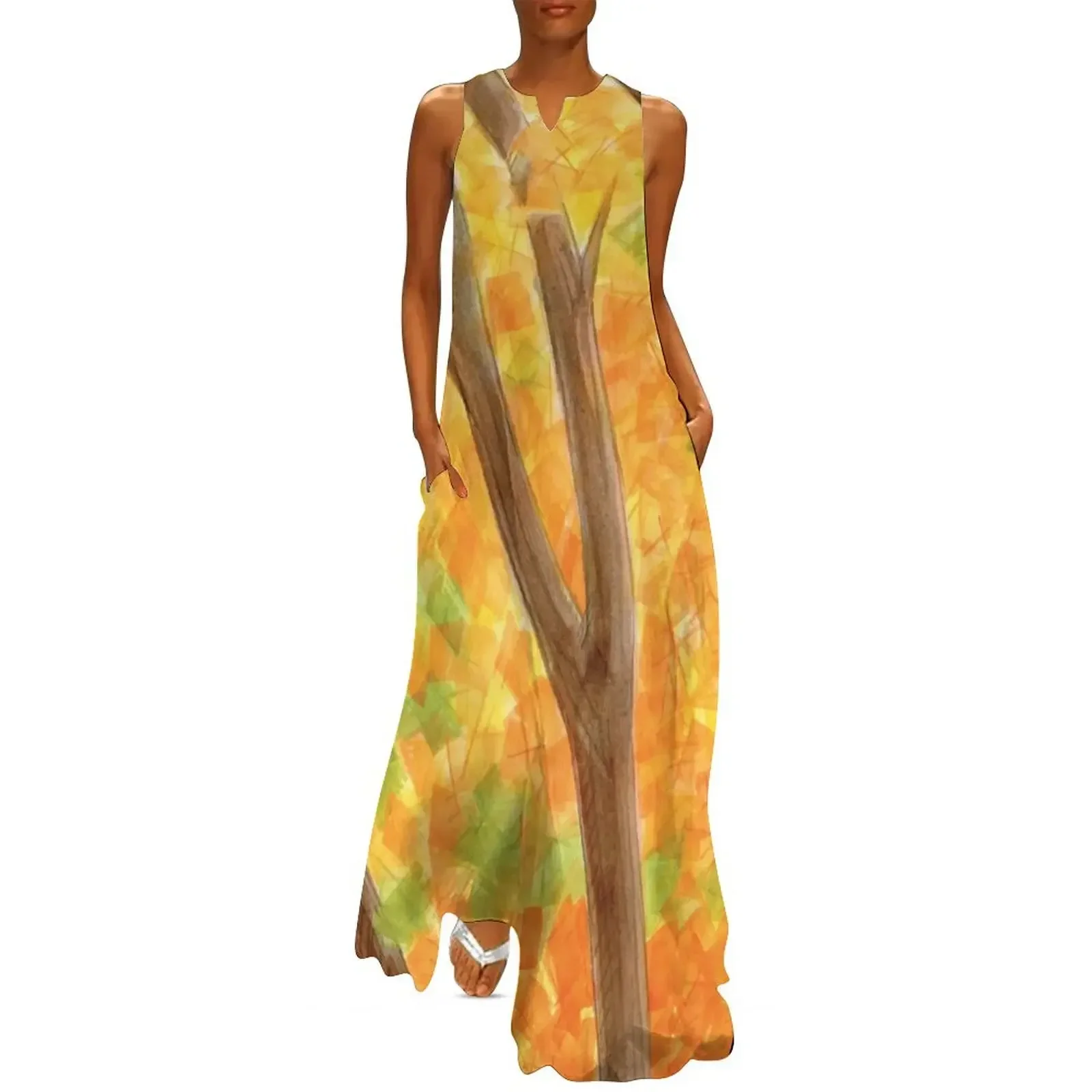 

Orange Leaf Autumn Celebration Long Dress long sleeve dress womens dress summer women dresses